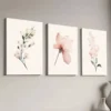 3pcs Modern Floral Pink Peonies White Flowers Wall Art Set Canvas Framed 40x60cm - High Quality Print 100% Australian Made Wall Canvas Ready to Hang