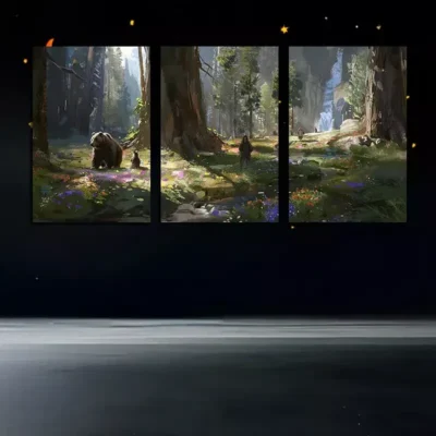3pcs a Sloth Of Bears In A Forest Canvas Framed 50x70cm- High Quality Print 100% Australian Made Wall Canvas Ready to Hang