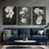 3pcs Beautiful Flower Painting Black And White Canvas Framed 50x70cm- High Quality Print 100% Australian Made Wall Canvas Ready to Hang - Image 2