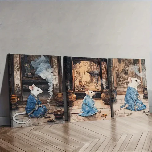 3pcs Robe mouse Wall Art Set Canvas Framed 40x60cm – High Quality Print 100% Australian Made Wall Canvas Ready to Hang
