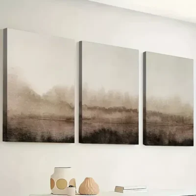 3pcs Retro Style Abstract Geometric Brownish Wall Art Set Canvas Framed 40x60cm - High Quality Print 100% Australian Made Wall Canvas Ready to Hang