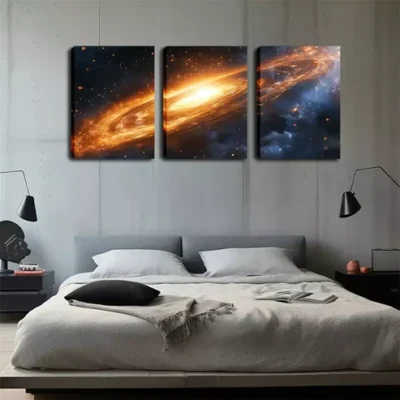 3pcs Stunning Artwork, Huge Galaxies, Wall Art Set Canvas Framed 40x60cm - High Quality Print 100% Australian Made Wall Canvas Ready to Hang