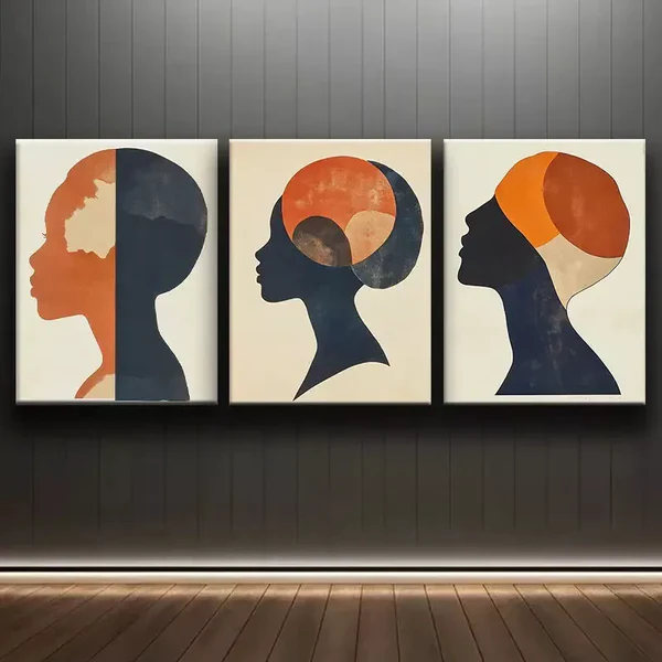 3pcs Female Silhouette Canvas Framed 50x70cm- High Quality Print 100% Australian Made Wall Canvas Ready to Hang