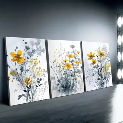3pcs Floral Art Canvas Framed 50x70cm - High Quality Print 100% Australian Made Wall Canvas Ready to Hang