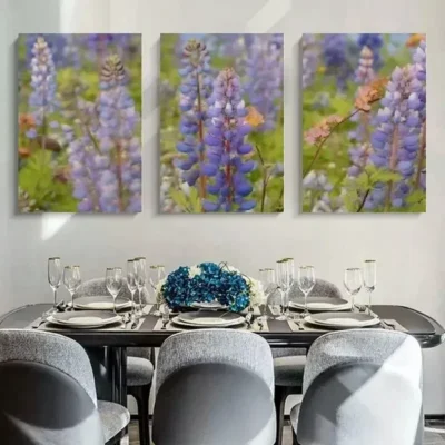 3pcs Purple Flower Plants Nature Canvas Framed 50x70cm- High Quality Print 100% Australian Made Wall Canvas Ready to Hang
