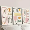 3pcs Minimalist Line Drawings of Human Faces Wall Art Set Canvas Framed 40x60cm - High Quality Print 100% Australian Made Wall Canvas Ready to Hang