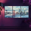 3pcs San Francisco Skyline Canvas Framed 50x70cm- High Quality Print 100% Australian Made Wall Canvas Ready to Hang - Image 2