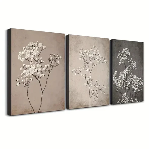 3pcs Vintage Floral Wall Art Set Canvas Framed 40x60cm – High Quality Print 100% Australian Made Wall Canvas Ready to Hang