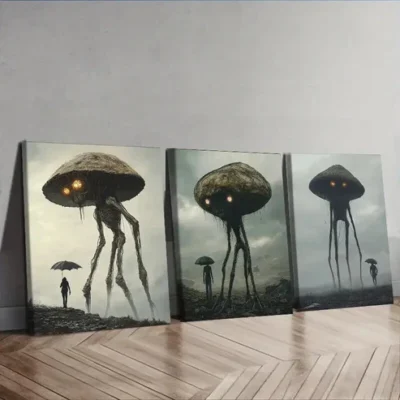 3pcs Mushroom Monster Theme, Wall Art Set Canvas Framed 50x70cm - High Quality Print 100% Australian Made Wall Canvas Ready to Hang