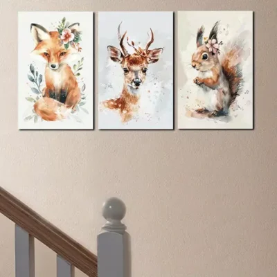 3pcs Farmhouse Animal Nursery Canvas Framed 50x70cm- High Quality Print 100% Australian Made Wall Canvas Ready to Hang