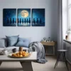 3pcs A Row Of Cats Looking Up At The Moon Wall Art Set Canvas Framed 40x60cm - High Quality Print 100% Australian Made Wall Canvas Ready to Hang - Image 2