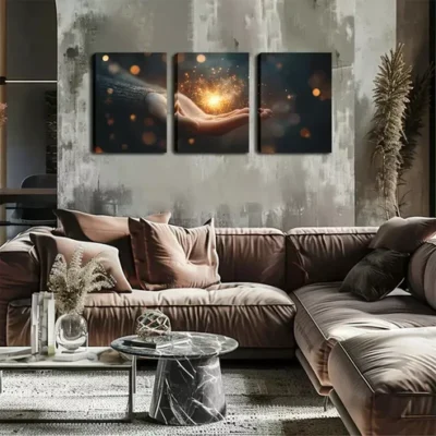 3pcs Light On The Hand, New Launch, Wall Art Set Canvas Framed 40x60cm - High Quality Print 100% Australian Made Wall Canvas Ready to Hang