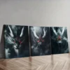3pcs Silver Metal Dragon, Wall Art Set Canvas Framed 40x60cm - High Quality Print 100% Australian Made Wall Canvas Ready to Hang