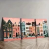 3pcs Beautiful Fairytale Town, Wall Art Set Canvas Framed 50x70cm - High Quality Print 100% Australian Made Wall Canvas Ready to Hang