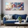 3pcs Two Majestic Dragons Wall Art Set Canvas Framed 40x60cm - High Quality Print 100% Australian Made Wall Canvas Ready to Hang - Image 2