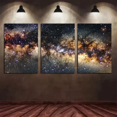 3pcs Panoramic View of The Milky Way Galaxy Canvas Framed 50x70cm- High Quality Print 100% Australian Made Wall Canvas Ready to Hang