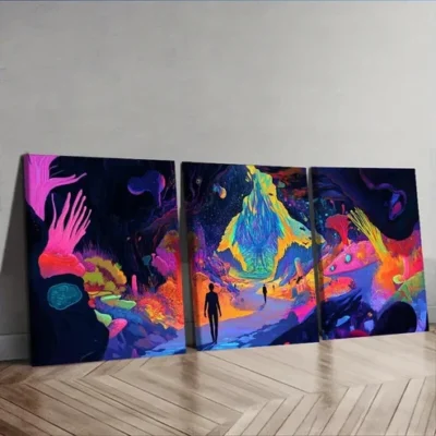 3pcs Strange Place (4), Wall Art Set Canvas Framed 50x70cm - High Quality Print 100% Australian Made Wall Canvas Ready to Hang