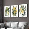 3pcs Vibrant Yellow Lemons with Green Leaves Wall Art Set Canvas Framed 40x60cm - High Quality Print 100% Australian Made Wall Canvas Ready to Hang