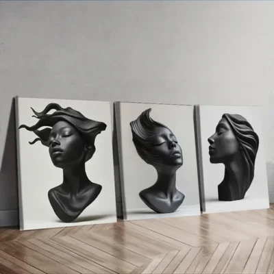 3pcs Matte Luxurious Classic Modern Sculptures Wall Art Set Canvas Framed 40x60cm - High Quality Print 100% Australian Made Wall Canvas Ready to Hang