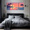 3pcs Romantic Palm Trees & Ocean View Wall Art Set Canvas Framed 40x60cm - High Quality Print 100% Australian Made Wall Canvas Ready to Hang - Image 3