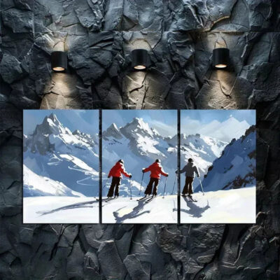 3pcs Alpine Downhill Skiing Canvas Framed 50x70cm- High Quality Print 100% Australian Made Wall Canvas Ready to Hang