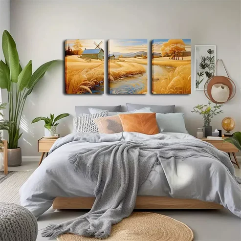 3pcs Laid-Back Country Scenery Wall Art Set Canvas Framed 40x60cm – High Quality Print 100% Australian Made Wall Canvas Ready to Hang