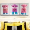 3pcs Pink Highland Cattle Wall Art Set Canvas Framed 50x70cm - High Quality Print 100% Australian Made Wall Canvas Ready to Hang - Image 2