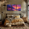 3pcs Beach Scene with Palm Trees & Sunset Wall Art Set Canvas Framed 40x60cm - High Quality Print 100% Australian Made Wall Canvas Ready to Hang - Image 2