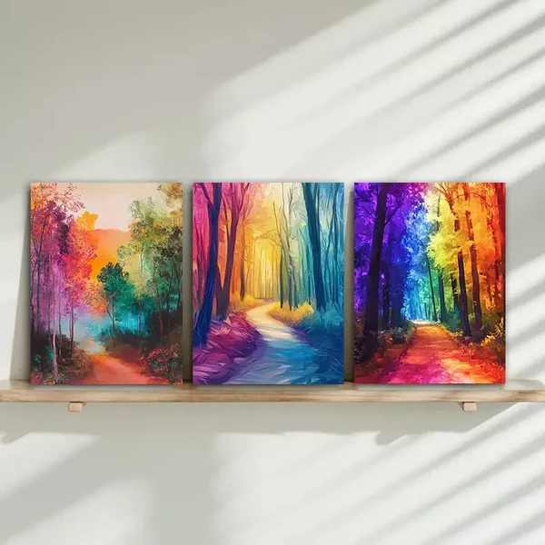 3pcs Abstract Forest Path Canvas Framed 50x70cm- High Quality Print 100% Australian Made Wall Canvas Ready to Hang