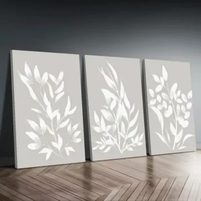3pcs Abstract Botanical Watercolor Boho Chic Canvas Framed 50x70cm - High Quality Print 100% Australian Made Wall Canvas Ready to Hang
