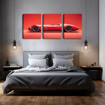 3pcs Vintage Red Sports Car Canvas Print Wall Art Set Canvas Framed 40x60cm - High Quality Print 100% Australian Made Wall Canvas Ready to Hang