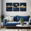 3pcs Abstract Mountain And Moon Wall Art Set Canvas Framed 40x60cm - High Quality Print 100% Australian Made Wall Canvas Ready to Hang - Image 3