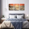 3pcs Refreshing, Seaside Stone, Red Sky Wall Art Set Canvas Framed 40x60cm - High Quality Print 100% Australian Made Wall Canvas Ready to Hang - Image 2