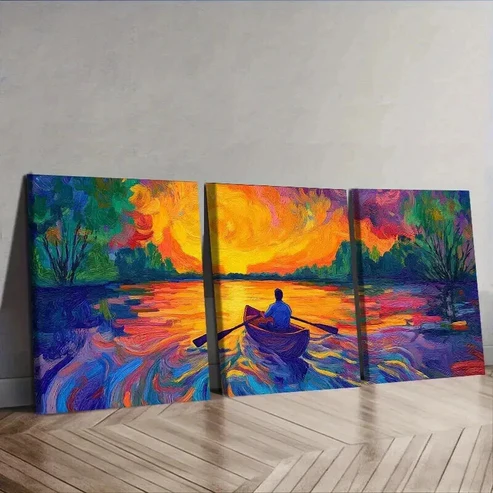 3pcs Abandoned Lake Nature Wall Art Set Canvas Framed 50x70cm – High Quality Print 100% Australian Made Wall Canvas Ready to Hang