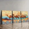 3pcs Decor with Camels, Dunes & Sunset Wall Art Set Canvas Framed 40x60cm - High Quality Print 100% Australian Made Wall Canvas Ready to Hang