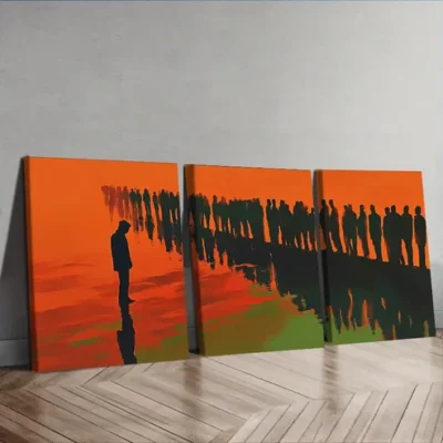 3pcs The man on the ripples Wall Art Set Canvas Framed 40x60cm - High Quality Print 100% Australian Made Wall Canvas Ready to Hang