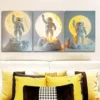 3pcs Cartoon Astronauts on the Moon Wall Art Set Canvas Framed 40x60cm - High Quality Print 100% Australian Made Wall Canvas Ready to Hang - Image 2