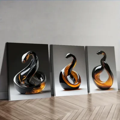 3pcs Snake glass sculpture Wall Art Canvas Wall Art Set Canvas Framed 50x70cm - High Quality Print 100% Australian Made Wall Canvas Ready to Hang