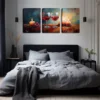 3pcs Two Glasses Of Red Wine And Candles Wall Art Set Canvas Framed 40x60cm - High Quality Print 100% Australian Made Wall Canvas Ready to Hang - Image 2