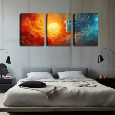 3pcs God Of The Sun And Moon Wall Art Set Canvas Framed 40x60cm - High Quality Print 100% Australian Made Wall Canvas Ready to Hang