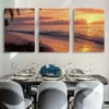 3pcs Sunset Palm Tree View Canvas Framed 50x70cm- High Quality Print 100% Australian Made Wall Canvas Ready to Hang - Image 3