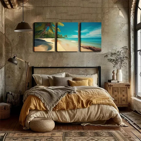 3pcs Attractive Romantic Beach Wall Art Set Canvas Framed 40x60cm – High Quality Print 100% Australian Made Wall Canvas Ready to Hang