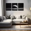 3pcs The Moon In The Universe Wall Art Set Canvas Framed 40x60cm - High Quality Print 100% Australian Made Wall Canvas Ready to Hang - Image 3