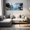 3pcs Small Streams In The Mountains Wall Art Set Canvas Framed 40x60cm - High Quality Print 100% Australian Made Wall Canvas Ready to Hang - Image 2