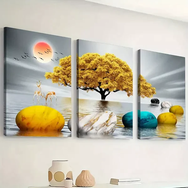 3pcs Water Surface Marble Canvas Framed 50x70cm- High Quality Print 100% Australian Made Wall Canvas Ready to Hang