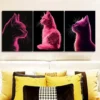 3pcs Vector Illustration Cat, Luxurious Wall Art Set Canvas Framed 40x60cm - High Quality Print 100% Australian Made Wall Canvas Ready to Hang - Image 2