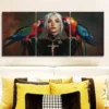 3pcs Colorful Parrots And Girls Wall Art Set Canvas Framed 50x70cm - High Quality Print 100% Australian Made Wall Canvas Ready to Hang - Image 2