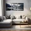 3pcs Black and White Background, Mountain Wall Art Set Canvas Framed 40x60cm - High Quality Print 100% Australian Made Wall Canvas Ready to Hang - Image 3