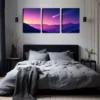 3pcs Purple Sky, Comet, Attractive Artwork Wall Art Set Canvas Framed 40x60cm - High Quality Print 100% Australian Made Wall Canvas Ready to Hang - Image 3