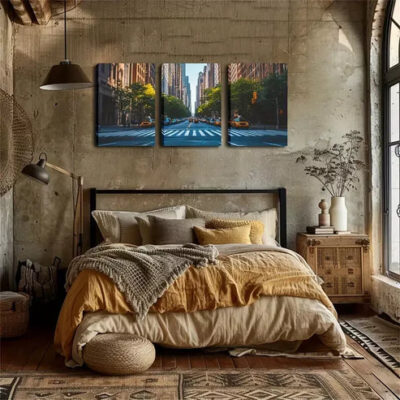 3pcs City Road Zebra CrossingWall Art Set Canvas Framed 40x60cm - High Quality Print 100% Australian Made Wall Canvas Ready to Hang